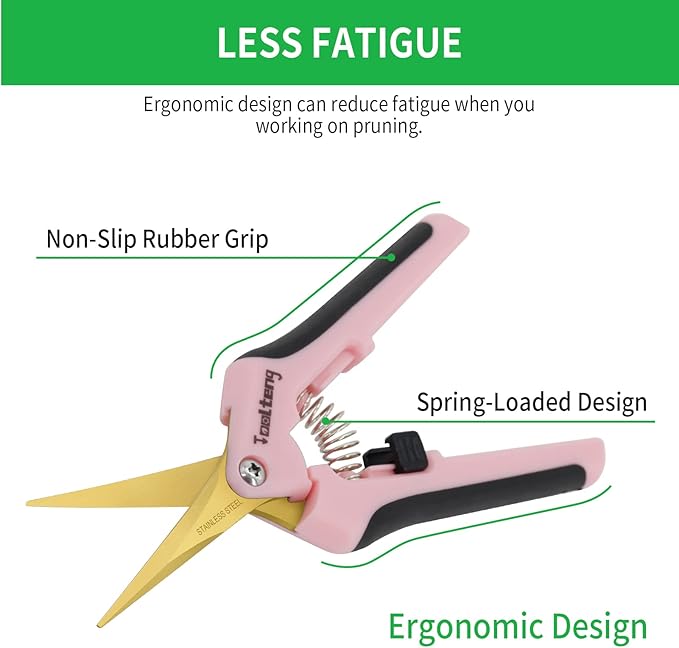 3 Packs Pruning Shears with Curved Blades, Garden Trimming Scissors, Gardening Hand Pruning Snips Titanium Coated Precision Bonsai Pruning Shears, Efficient Flower Cutters (Pink)