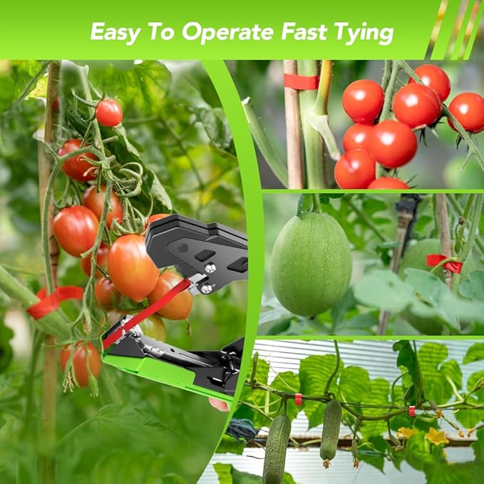 Plant Tying Machine, Lightweight Plant Tape Gun to Tie Up Vine, Plant Tying Tape Tool for Gardeners Farmers, Garden Tape Gun with 10000pcs Staples, 20 Rolls Tape, 1 SK5 Blade, 1 Gloves (Green)