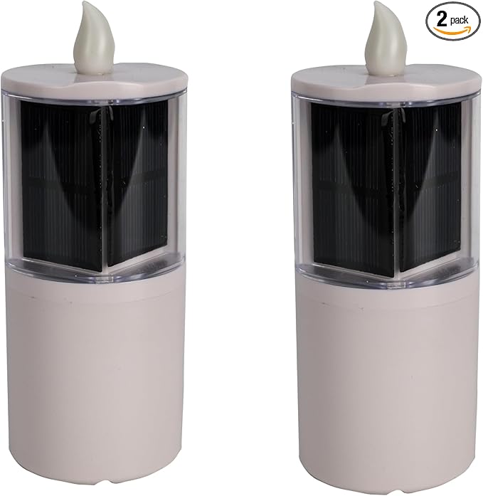 Solar Candles Outdoor Waterproof, Solar Candles for Cemetery, 2.5"x6.5",Dusk to DAW,for Cemetery Grave Garden Patio Yard Lawn Decoration (Set of 2)