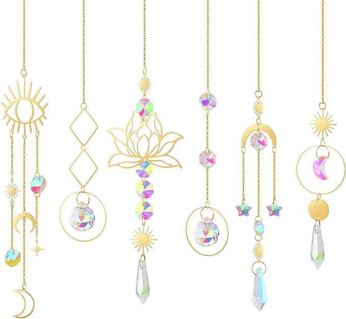 ilclviz Suncatcher Crystal Hanging Sun Catcher Prism with Chain Pendant Ornament Crystal Balls for Window