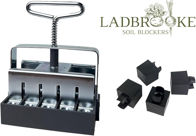 Ladbrooke Genuine Soil Block Maker - 2-Pc Set Includes Micro 20 with Cubic Inserts, Made in England