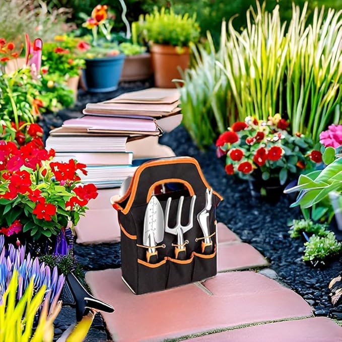 8 PCS Garden Tool Set, Stainless Steel Heavy Duty Gardening Tool Set, Outdoor Hand Tools, Storage Tote Bag, Ideal Garden Tool Kit Gifts for Women and Men