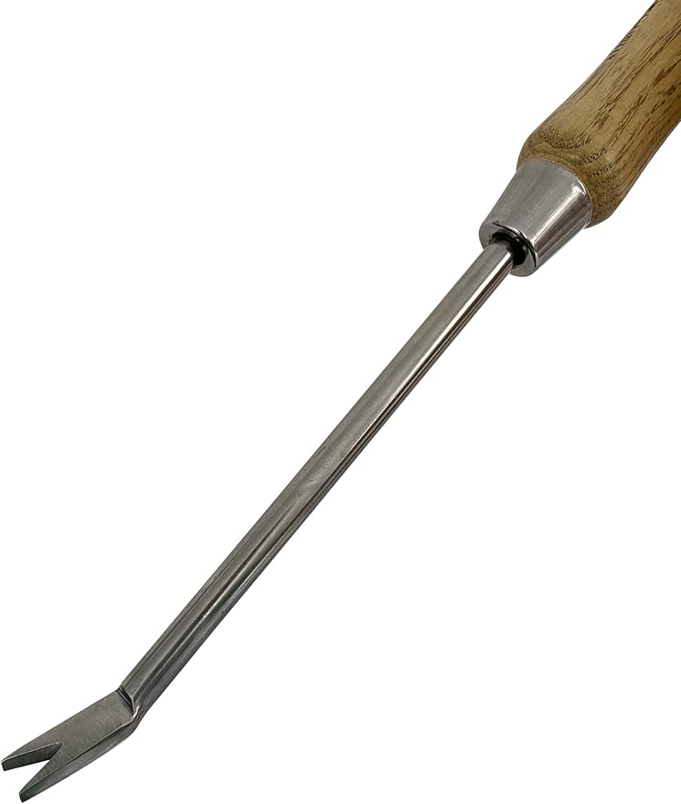 Garden Guru Eco Dandelion Weeder Tool with Ergonomic Wood Handle - 100% Recycled Stainless Steel - Rust Resistant - FSC Certified Wood - Weed Puller for Planting, Weeding, Flower & Vegetable Care
