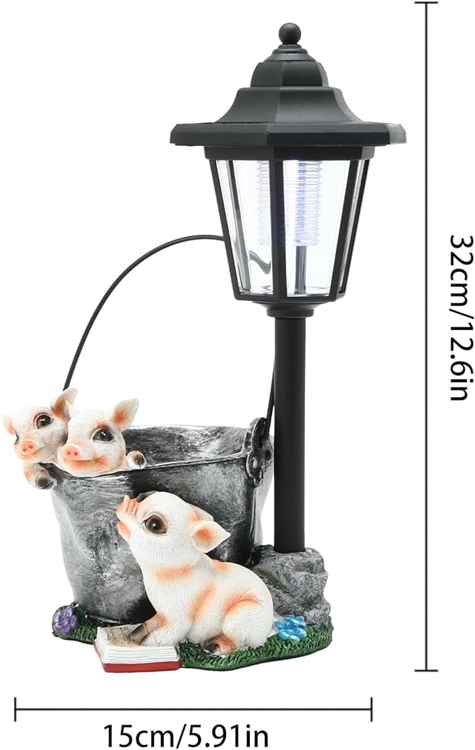 Solar Garden Outdoor Decor Statues Three Little Pigs Reading Books with Light,Outside-Outdoor Decorations Sculptures for Patio Yard Lawn Walkway Ornaments Clearance Gifts for Mom Grandma Birthday