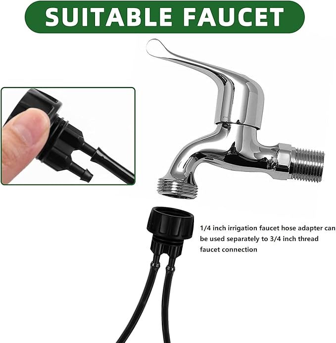 5 Pack Drip Irrigation Hose Connectors,1/4 Inch Drip Irrigation Tubing x 3/4 FHT Swivel Garden Faucet Dual Adapter, Convert 3/4" Garden Hose to 1/4" Drip Irrigation Parts