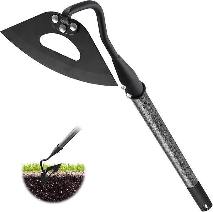 Lilyvane Hardened Hollow Hoe with Handle - 25 Inch -Heavy Duty Garden Hoes for Weeding Loosening Soil Digging Planting Ridging, Handy Hoe Garden Tool