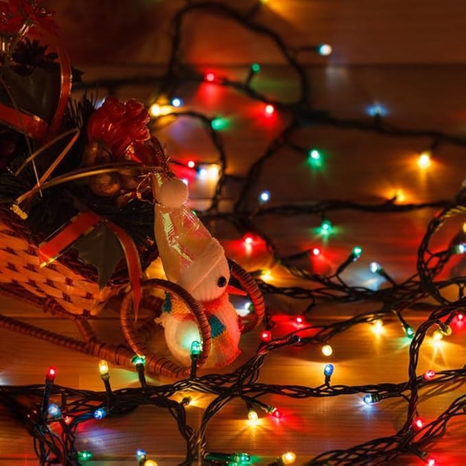 SANJICHA 2-Pack 66FT 200 LED Christmas Lights for Indoor Outdoor, Super Bright Plug in String Lights, Waterproof Xmas Lights Outdoor for Christmas Decorations Bedroom Party Xmas Tree (Multicolor)