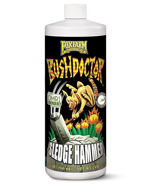 FoxFarm BushDoctor Sledgehammer - Rinse Formula with Yucca Saponin, Clears Fertilizer Buildup, Enhances Root Moisture Absorption - Perfect for Hydroponic and Soil Application (Quart)