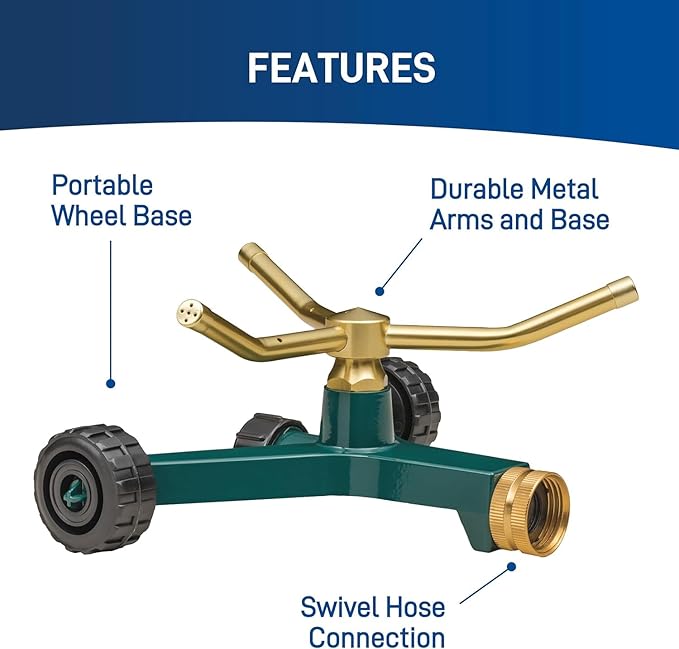 3-Arm Metal Sprinkler with Wheel Base (2-Pack 3-Arm Metal Sprinkler)
