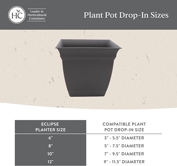 The HC Companies 12 Inch Eclipse Square Planter with Saucer – Indoor Outdoor Plant Pot for Flowers Vegetables Herbs, Peridot Green