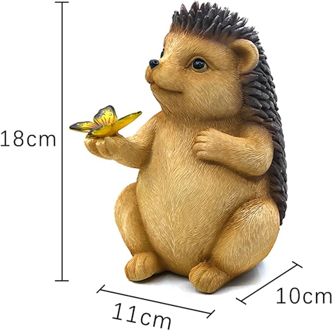Solar Hedgehog Outdoor Statues Garden Decor with Butterfly LED Lights Hedgehog Statues for Patio Balcony Yard Lawn Ornament, Birthday Mother Day Gardening Gifts for Mom Grandma Women