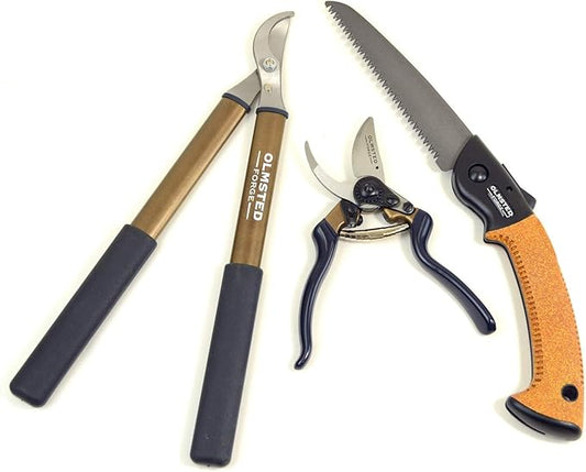 OLMSTED FORGE Pruning Tool Kit, 3 pcs: Pruner, Saw & Lopper