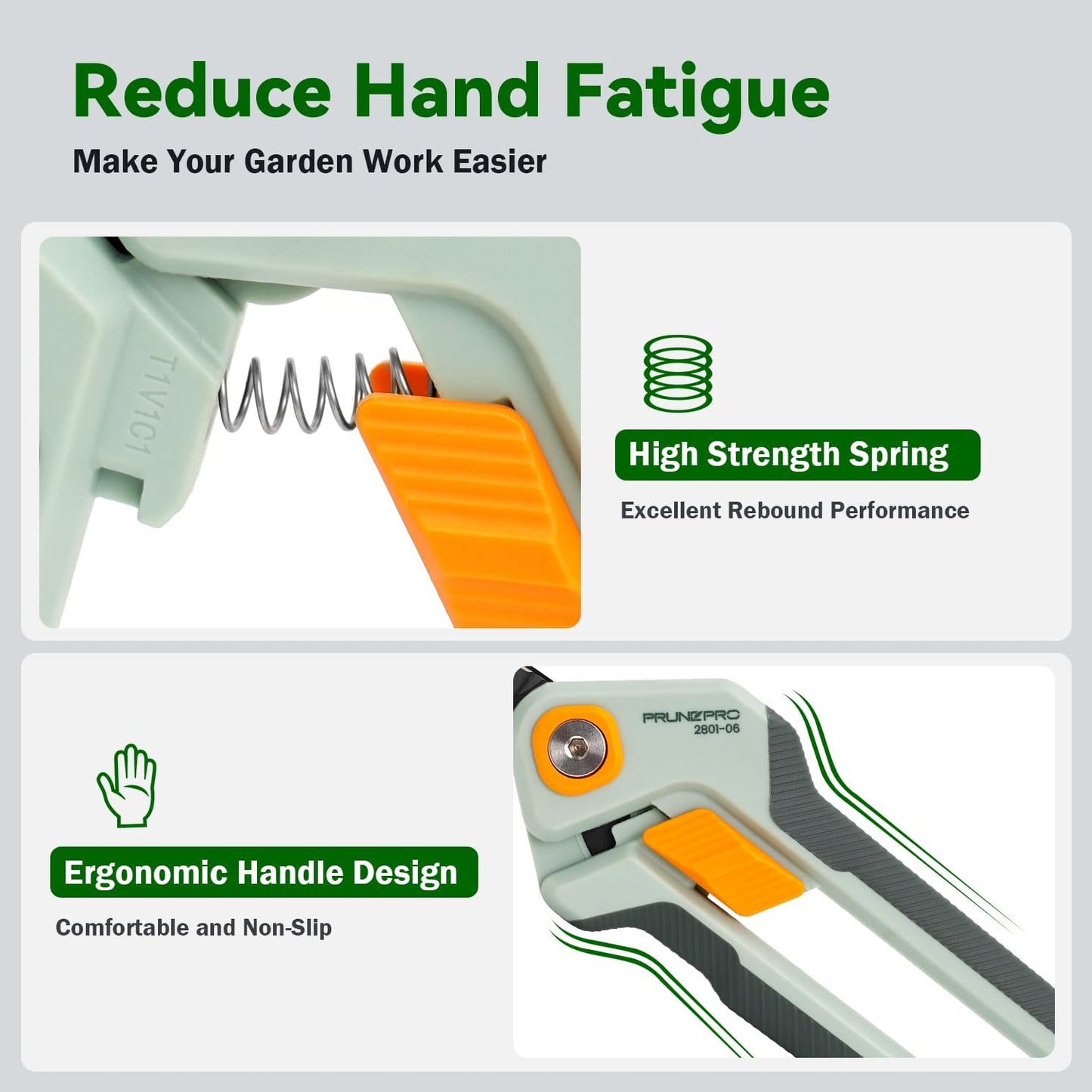 PrunePro Garden Scissors Pruning Shears Sharp Stainless Steel Non-Stick Teflon Coating Blade for Precise Cuts Garden Snip Bonsai Clippers for Plants Rose Flower