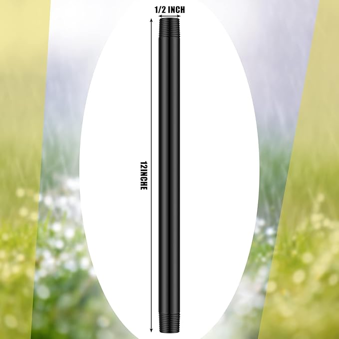 Yaomiao 5 Pcs Sprinkler Head Pipe Riser Extension 1/2 Inch MPT PVC Double Male Pipe Thread Sprinkler Riser for Lawn Irrigation System Automatic Irrigation Connector Raised Pipe (12 Inch)