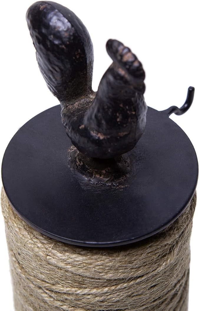 SOFFEE DESIGN Vintage Jute Twine Spool and Scissors Holder for Garden Farmhouse Kitchen Antique Twine and Scissors Set Black Rooster