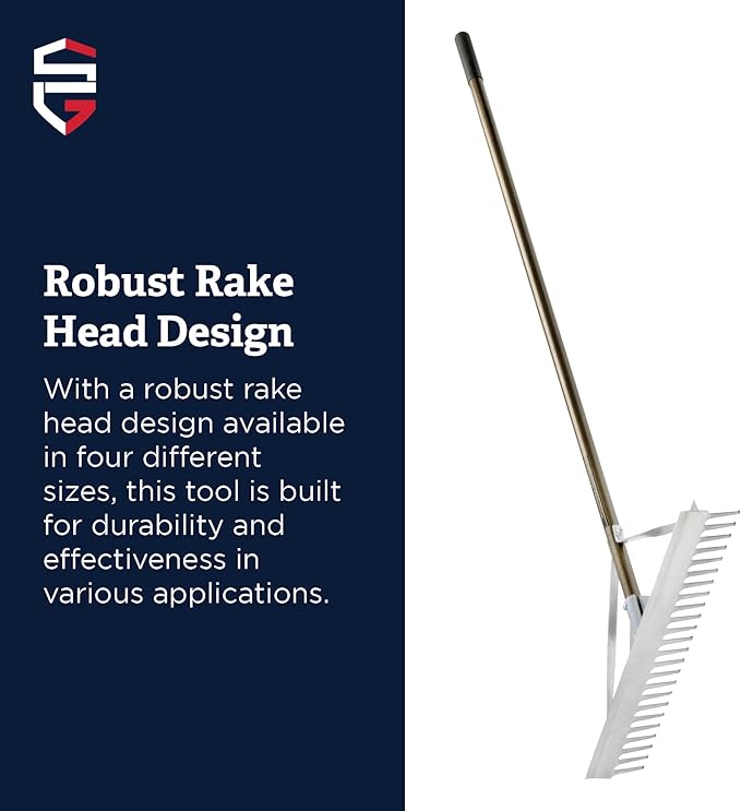30-Inch Landscape Rake | Straight Tooth Lake Rake for Golf Courses and Pro Clubs, Rock Rake for Maintenance Work and Golf Enthusiasts | Designed for Construction and Repair