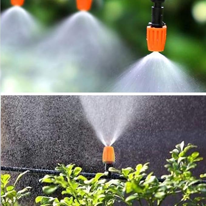 Dceyaor Three-Way Adjustable Garden Irrigation Nozzle, Garden/Roof Cooling Atomizing Plastic Nozzle, Greenhouse Vegetable Irrigation(50 Sets)
