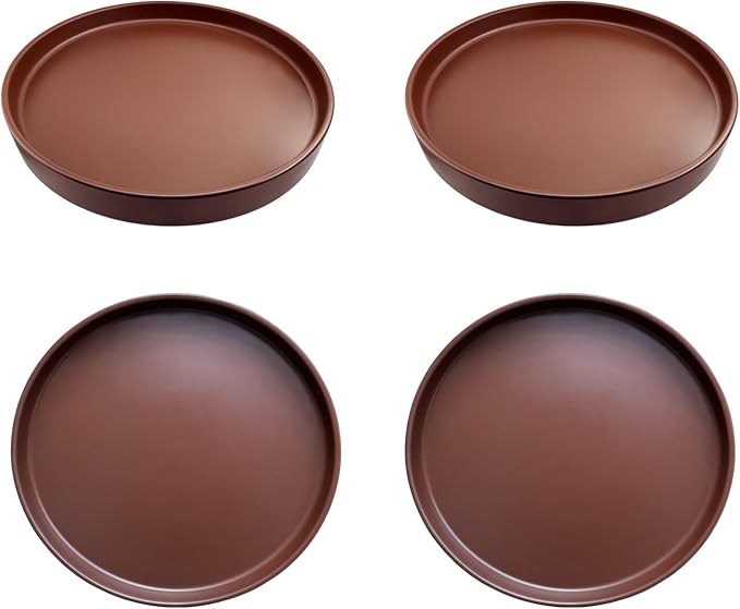 4 Pack Ceramic Plant Saucer Pot Tray 4 Inch, Planter Saucers 4 5 6 7 8 9 10 11 12 13 Inch for Indoors Outdoor, Durable Sturdy Flower Drainage drip Water Tray for Glazed Pots Base (4.7 Inch-Brown)