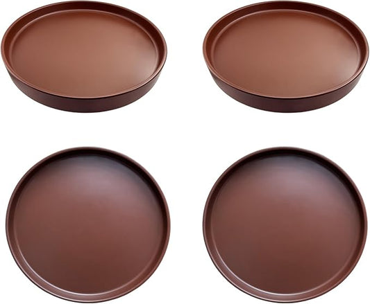 4 Pack Ceramic Plant Saucer Pot Tray 4 Inch, Planter Saucers 4 5 6 7 8 9 10 11 12 13 Inch for Indoors Outdoor, Durable Sturdy Flower Drainage drip Water Tray for Glazed Pots Base (4.7 Inch-Brown)