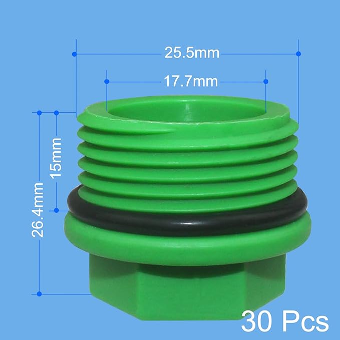 30 Pieces 3/4" PT Male Threaded PPR PPR End Cap Plug Pipe Fittings Garden Hose Irrigation Water Tubing Stopper Prevent Leakage Choke Plug