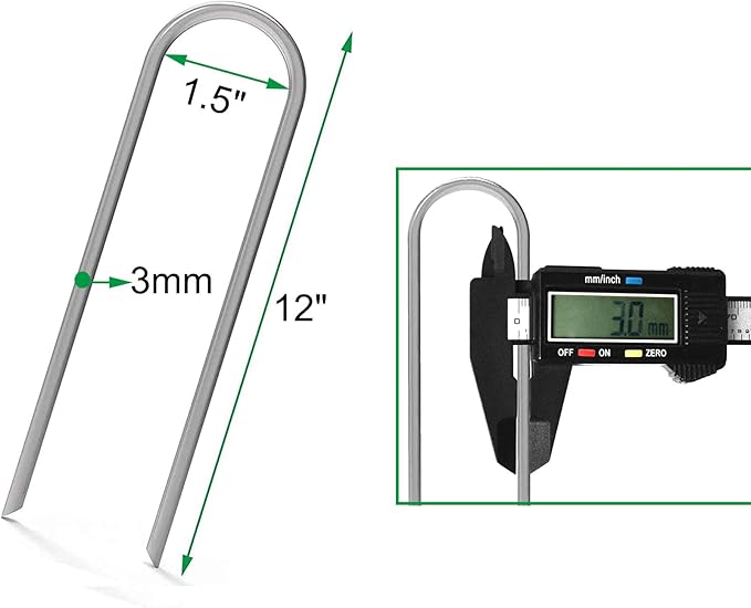AAGUT 100x Metal Garden Stakes Tent Drip Line Irrigation Stakes,12 Inch Round Top Yard Chicken Wire Staples,Soaker Hose Tubing Spikes Landscape Fabric Staples, Sod Fence Lawn Ground Weed Barrier Pins