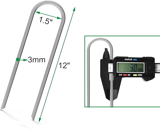 AAGUT 12 Inch Garden Stakes 50 PCS Fence Ground Stake Heavy Duty Yard Landscape Staples Galvanized Tent Spikes 11 Ga Lawn Pins for Dog Fencing, Drip Irrigation Hose, Weed Barrier Fabric, Chicken Wire