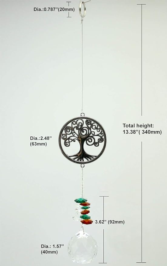 Crystal Garden Suncatcher Hanging Crystals Ornament for Window Rainbow Maker Prisms Home Decor Gift Boxed Sun Catcher Gift Idea for Mom Friends Grandma,Tree of Life