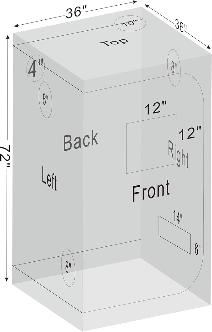 Grow Tent 36"x36"x72" 600D Mylar Hydroponic High Reflective Grow Tents for Indoor Plant Growing 3x3