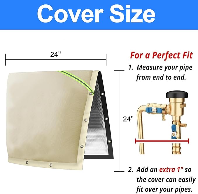 Opening Backflow Preventer Pipe Insulation Cover,Irrigation Sprinkler Valve Cover,Water Well Pump Cover,Sturdy 5-Layers Hydrant Cover for Winter Freeze Protection