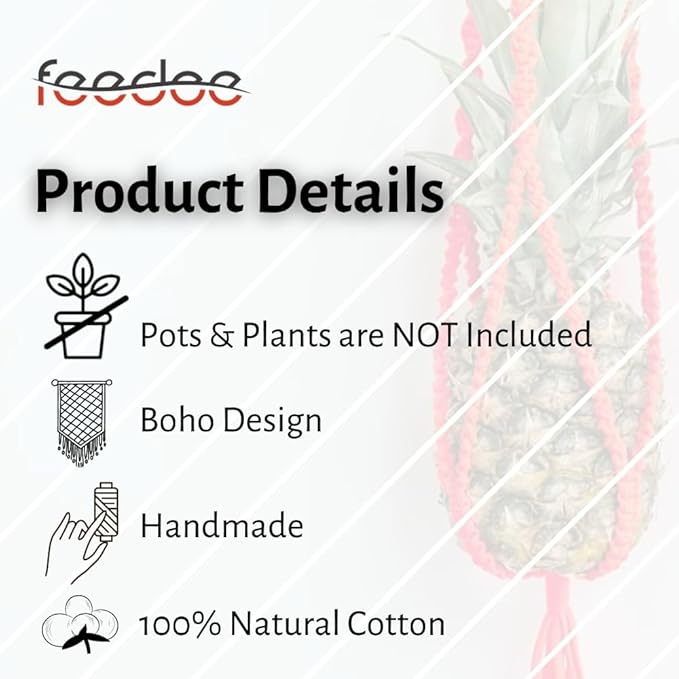 Macrame Plant Hangers Indoor Macrame Hanging Planters for Indoor Plants - 6 Pack Hanging Plant Holders Indoor Hanging, Macromay Plant Hangers for Indoor Plant Hanger, Boho & Home Decor (Pink)