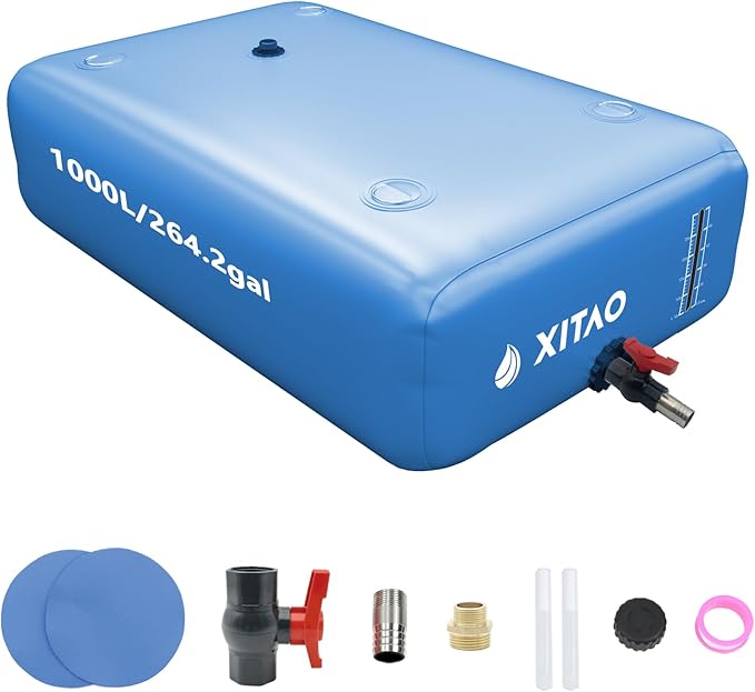 XITAO 264Gal Large Capacity Water Storage Bladder Containers w/Water Level Indicator Portable Foldable Emergency Water Tank Bag for RVs, Drought Resistance, Fire Prevention, Agricultural Irrigation
