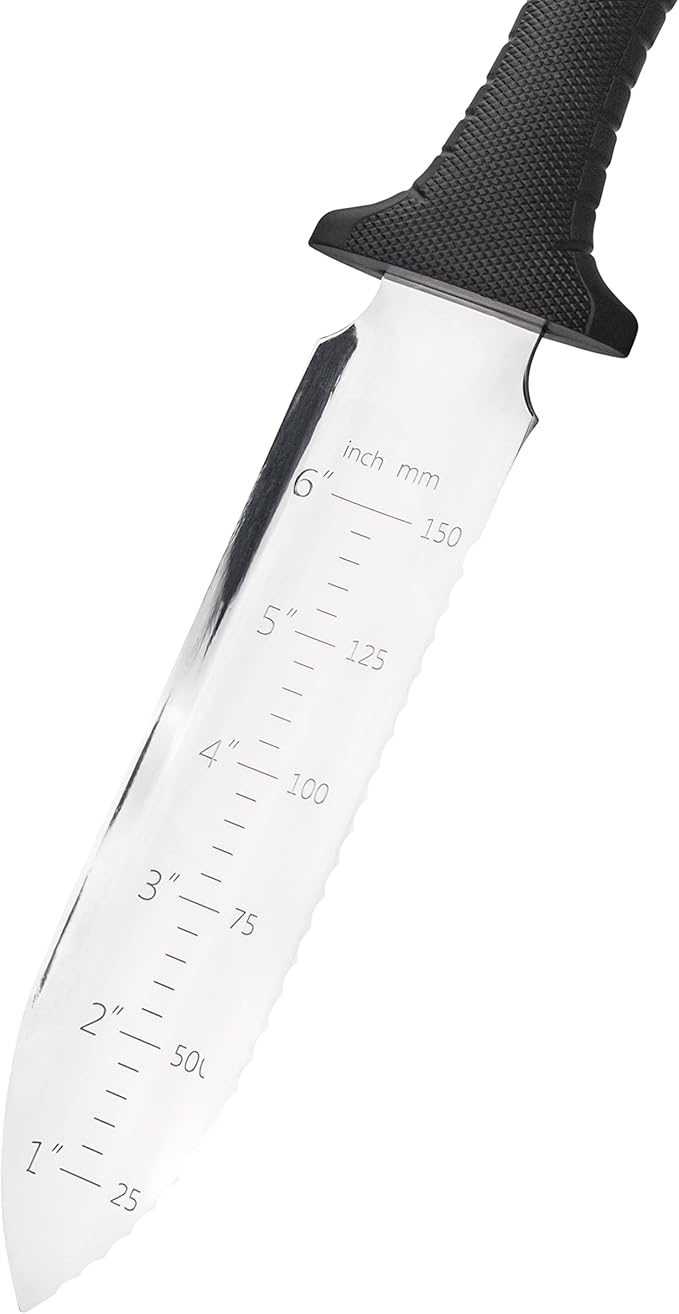 NJP800 Yamagatana Hori Weeding & Digging Knife, Japanese Stainless Steel 7.25-Inch Blade, 5.5-Inch Ergonomic Black Plastic Handle