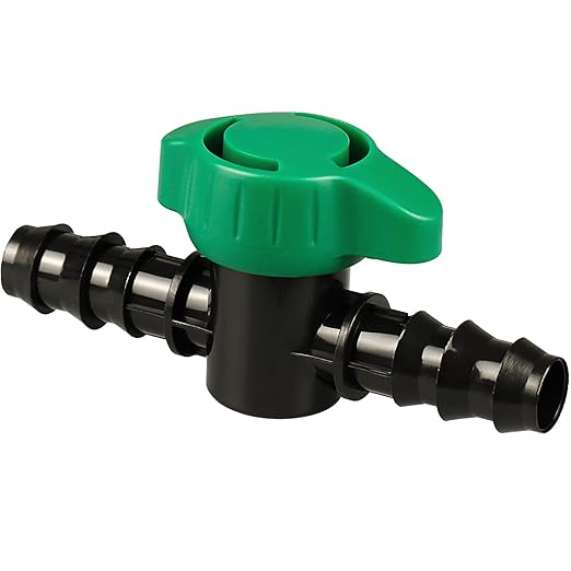 Drip Irrigation 1/2" Barbed Valve, 3 Pack Drip Irrigation Parts 1/2" Shut Off Valves for 1/2 Inch Drip Irrigation Tubing (.570-. 620" ID), Barbed Cut Off Switch Valve for Drip Irrigation System