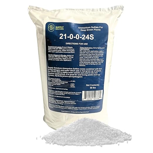 21-0-0-24S Ammonium Sulfate for Deep Green Plants - Soil Acidifier for Blueberry Blooms, Azalea and Magnolia Tree Fertilizer - Sulfur for Plants Nitrogen Fertilizer (50 Pounds)