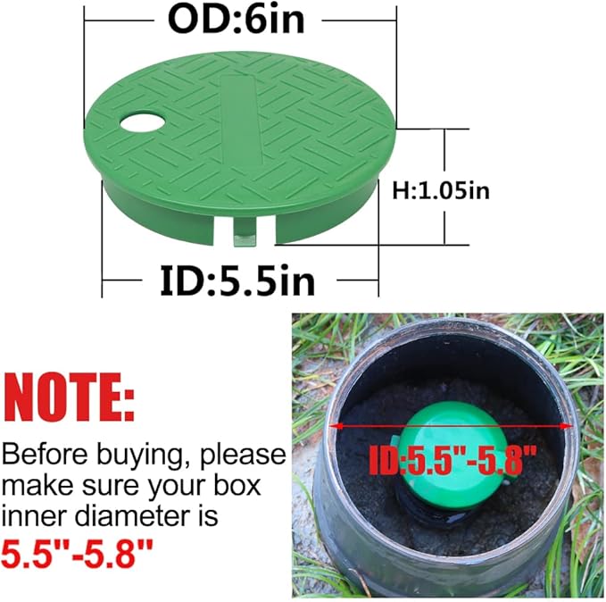 Bandelt Sprinkler Valve Box Cover Lid for Automatic Irrigation Water System Lawn, Yard, Outside ID 5.5" OD 6"-4 Pack