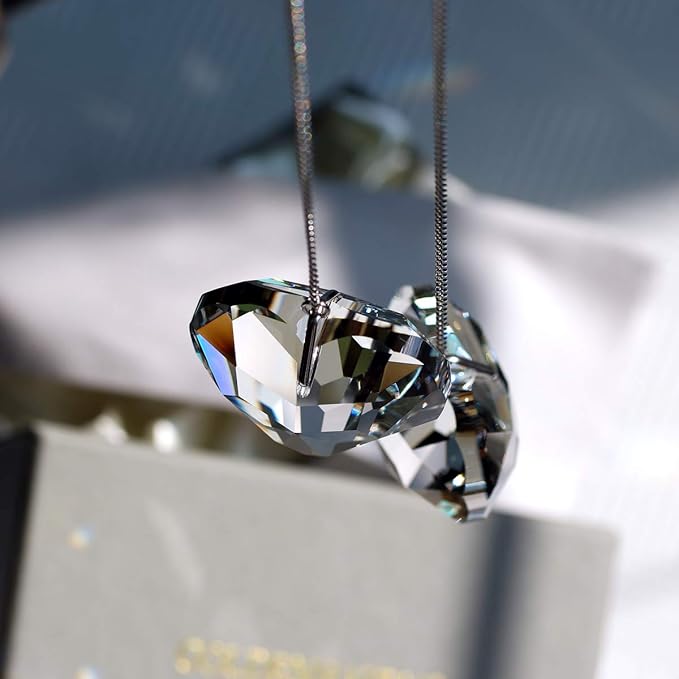 Clear Crystal Suncatcher, 2pc 45mm Heart, Handmade Prism Pendant for Windows, Outdoor Indoor Hanging Ornament, Rainbow Maker Gifts for Mom, Grandma, Friends (2 Hearts, Clear)