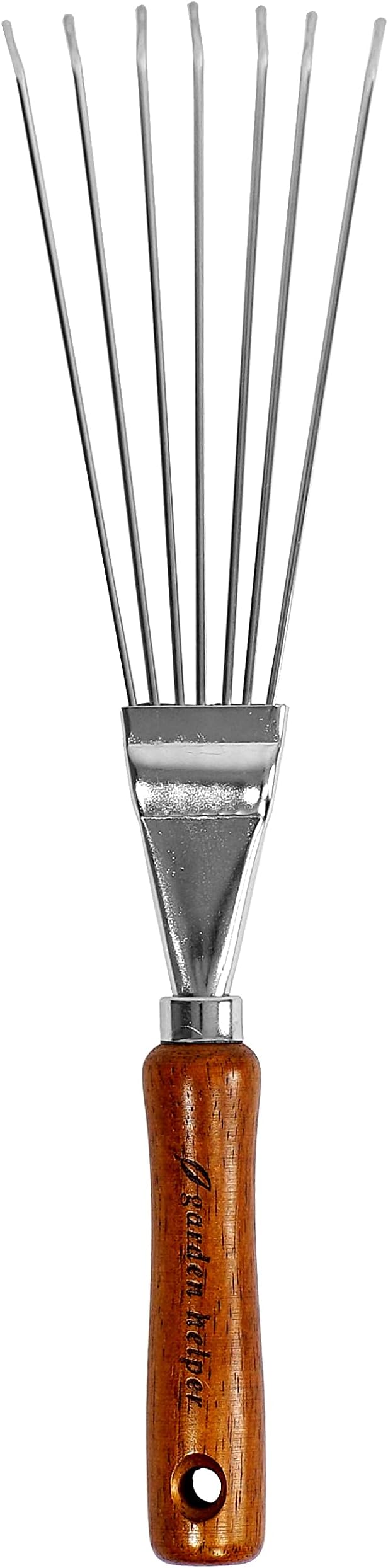 Japanese Hand Rake Garden Tool, Japanese Steel with Wood Handle, Small Rake for Leaves, Handheld Garden Cleaning Tool, Made in Japan, Silver