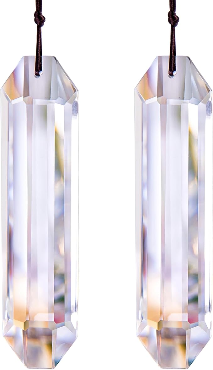 HDCRYSTALGIFTS Set 2 Crystal Suncatchers, 120mm Large Prism Sun Catchers Windows Hanging Ornaments Rainbow Maker Pendant Indoor Outdoor Garden Decor,Clear