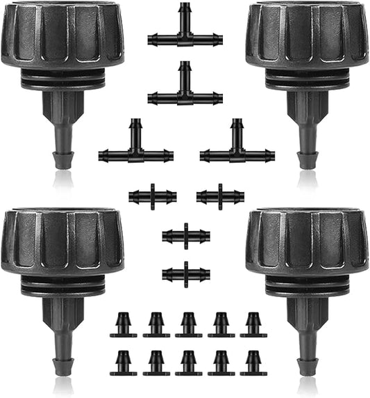 4 Set Faucet Adapter US Standard 3/4" Female Thread to 1/4" Tube Connector Convert 3/4" Garden Hose to 1/4" Tubing 1/4" Drip Irrigation Garden Hose Adapter (Classic)