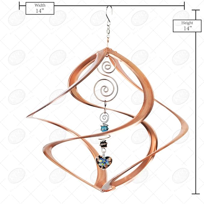 Red Carpet Studios 31042 Cosmix Wind Spinner Double Helix, Copper W/Heart Crystal, 14 Inch