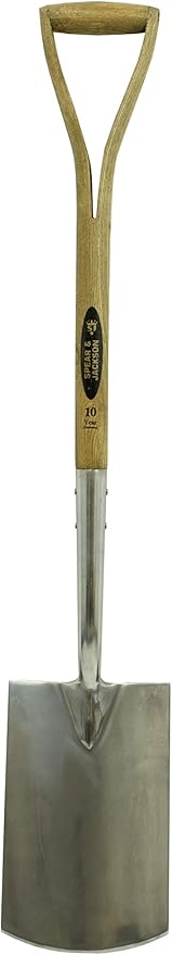 Spear & Jackson 4450DS Traditional Stainless Steel Digging Spade, 1-Pack, Multicolored