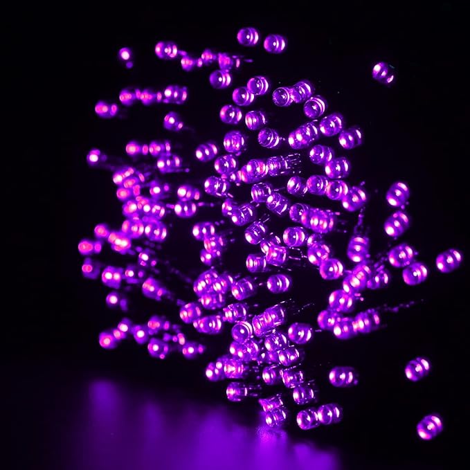 FUNPENY 240 LED Halloween String Lights, 78 FT Waterproof Black Wire Fairy Lights Plug in, 8 Lighting Modes Halloween Lights Decorations for Indoor Outdoor Garden Party (Purple)