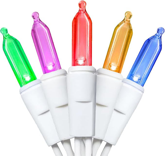 Multicolor Christmas LED Lights - 35 Count Multi-Colored Christmas String Lights for Small Tree, Crafts, Holiday, Indoor/Outdoor Decorations, 11 Feet White Wire, UL Certified, Connectable