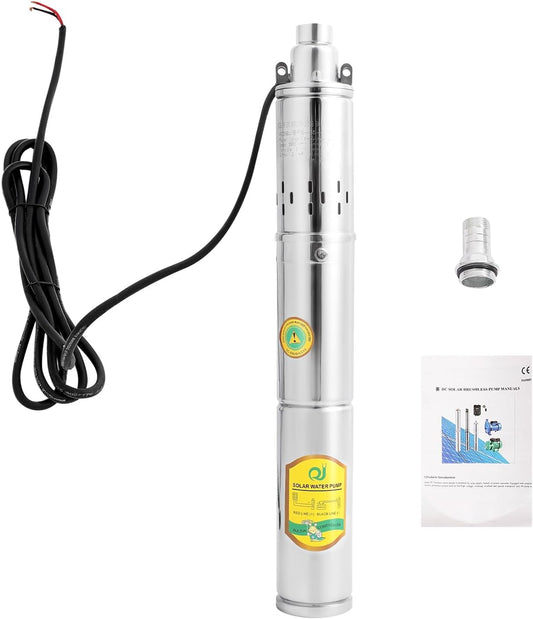 Solar Water Pump Deep Well, DC 24V 370W Stainless Steel Screw Pump 213ft Lift 2850 RPM Flow Deep Well Submersible Solar Water Pump Farm Ranch Irrigation Pump Kit
