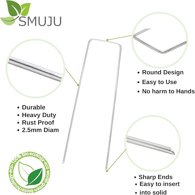 【75 Pieces】Landscape Staples, 6 Inch Garden Staples Galvanized Landscape Stakes, Heavy Duty U-Shaped Pins Stakes for Securing Weed Fabric Barrier, Ground Cover, Dripper Irrigation Tubing (75, 6 Inch)