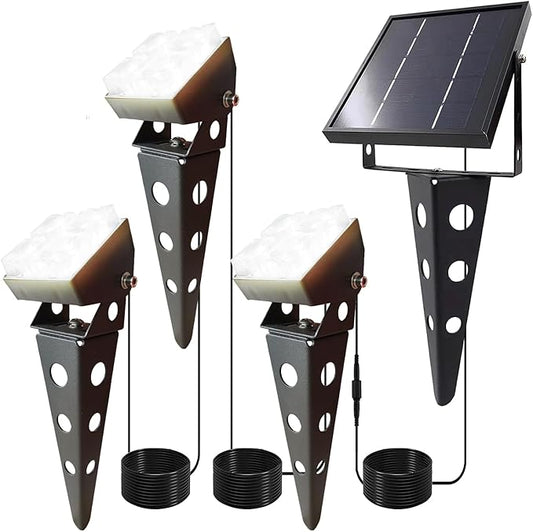 Solar Spot Lights Outdoor Waterproof IP65 Landscape Spotlights with Metal Stake 42ft Cable 3-in-1 Cool White Auto On/Off Dusk to Dawn Uplights for Flag Pole Trees Garden Yard Landscape Downlight