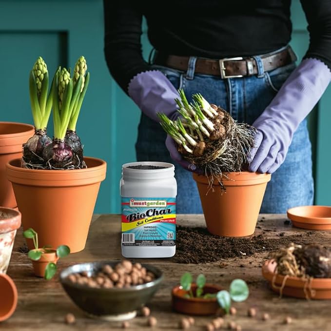 I Must Garden Biochar – Premium Pecan Shell Soil Conditioner – Improves Plant Growth & Moisture Retention – 1lb (2qt)