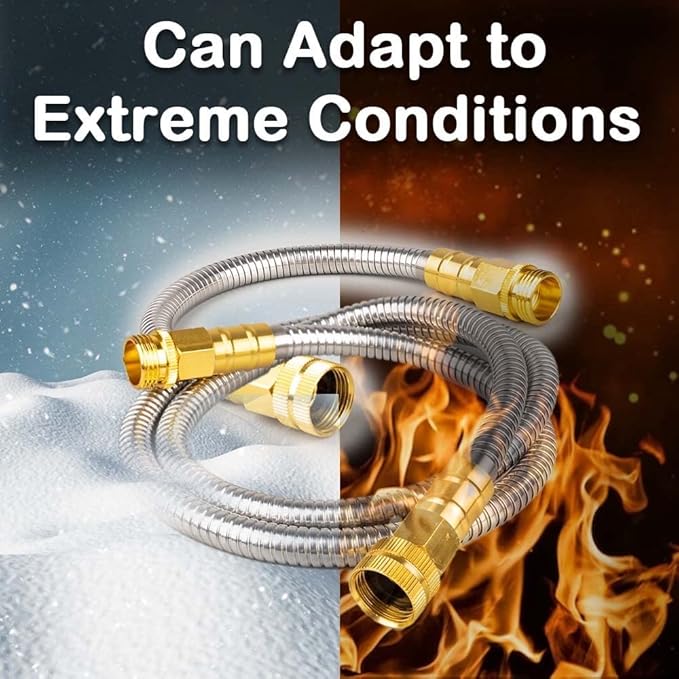 Stainless Steel Garden Hose: Durable Quality Metal with High-pressure Water Output for Gardeners（1FT）