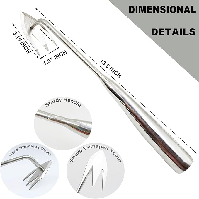 Gardening Weed Puller Tool,V-Shaped Hand Weeding Pulling Tool,Weed Removal Tool,Wood Handle Weeder Tool for Garden,Uprooting Weed Remover Tools (13.8inch)