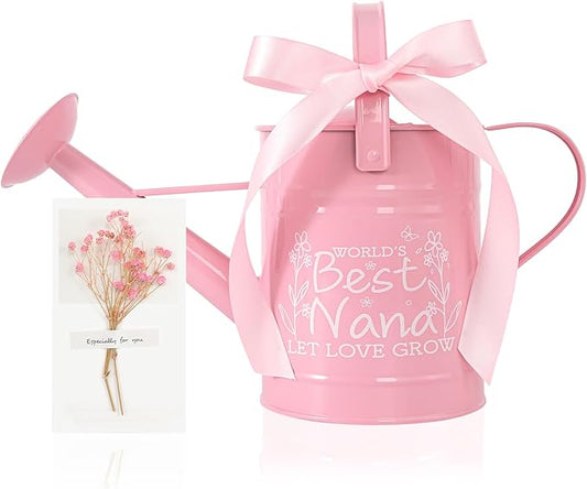 Nana Gifts,Gardening Gifts for Women, Best Nana Gifts,Gifts for Nana from Grandkids, Metal Watering Can for Indoor Plants,1/2 Gallon,Pink ﻿